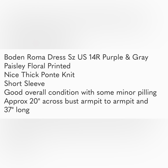 Boden Roma Dress Sz US 14 Purple & Gray Paisley Floral Printed Ponte Knit - Picture 9 of 9
